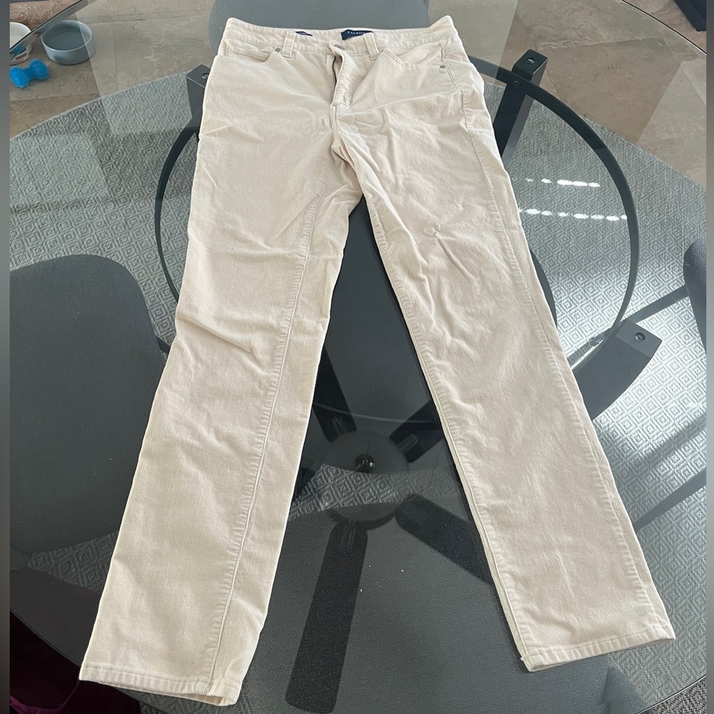 Talbots Cream Corduroy High-Waist Straight Leg Pants
